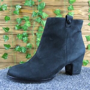 Gentle‎ Souls Soft Cast Women 7 Black Leather Ankle Boots Block Heel Zip